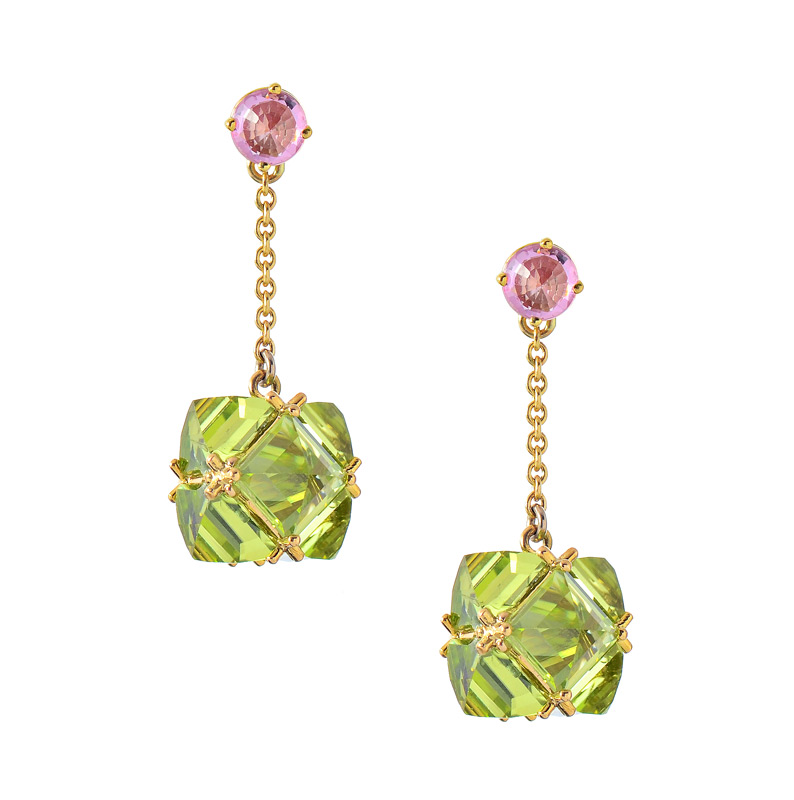 Appraisal: PAOLO COSTAGLI PERIDOT PINK SAPPHIRE EARRINGS From the PC Collection