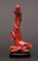 Appraisal: Carved Red Coral Figure C th Century Antique piece of