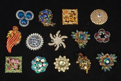 Appraisal: Group of large colorful rhinestone brooches s