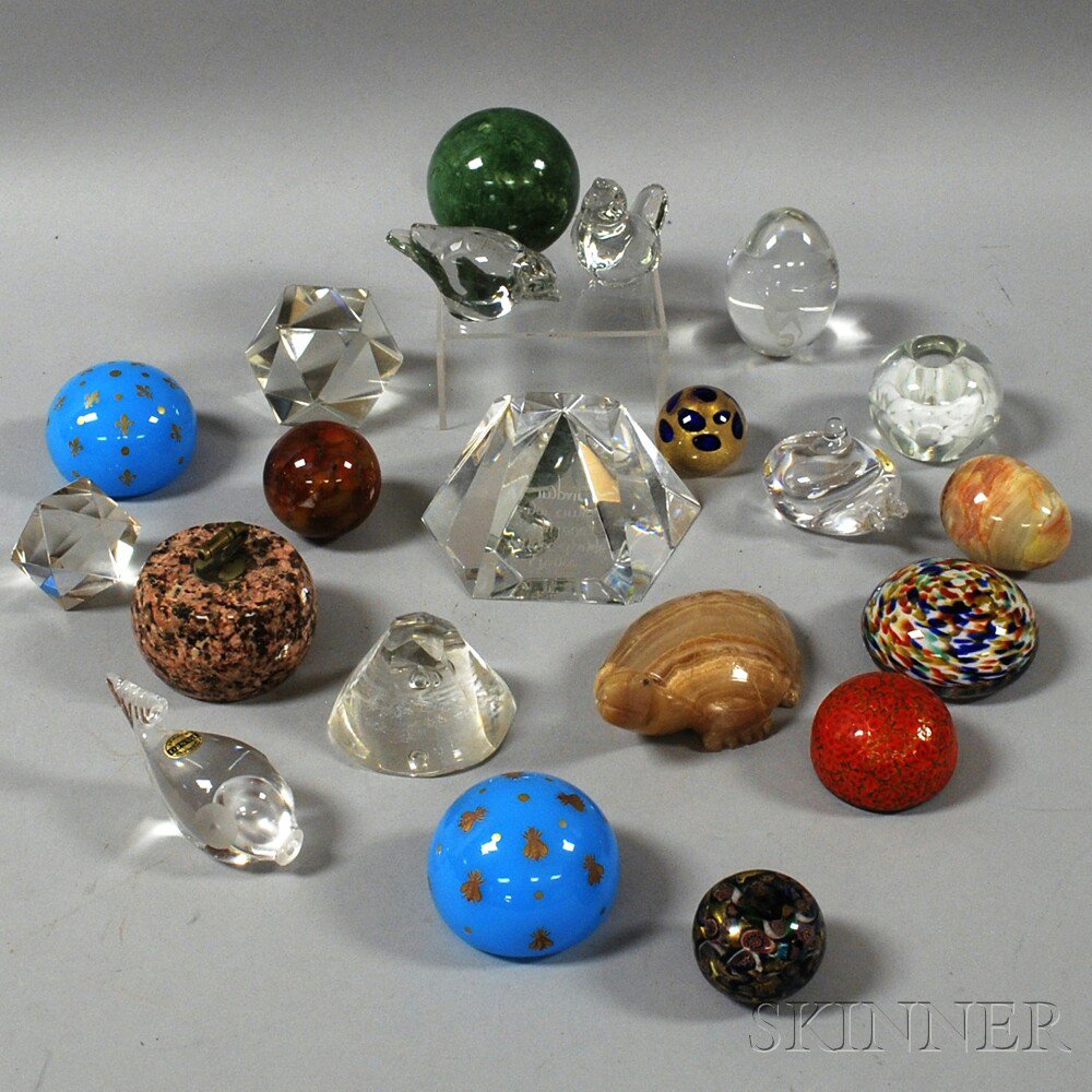 Appraisal: Twenty-one Glass and Stone Paperweights including an agate egg and