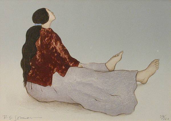 Appraisal: R C Gorman Woman from Taos Color lithograph signed and