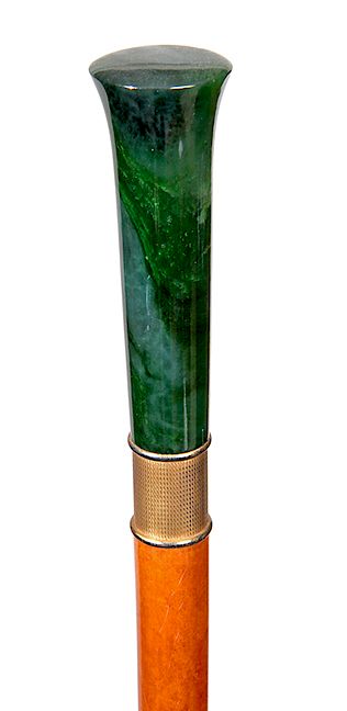 Appraisal: Nephrite Dress Cane- Ca - A deep spinach green Nephrite