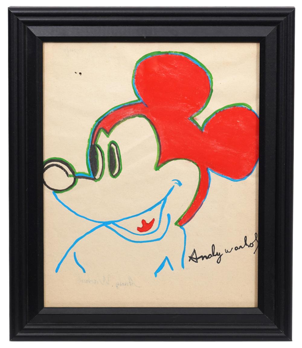 Appraisal: MANNER OF ANDY WARHOL MICKEY MOUSE DRAWINGManner of Andy Warhol