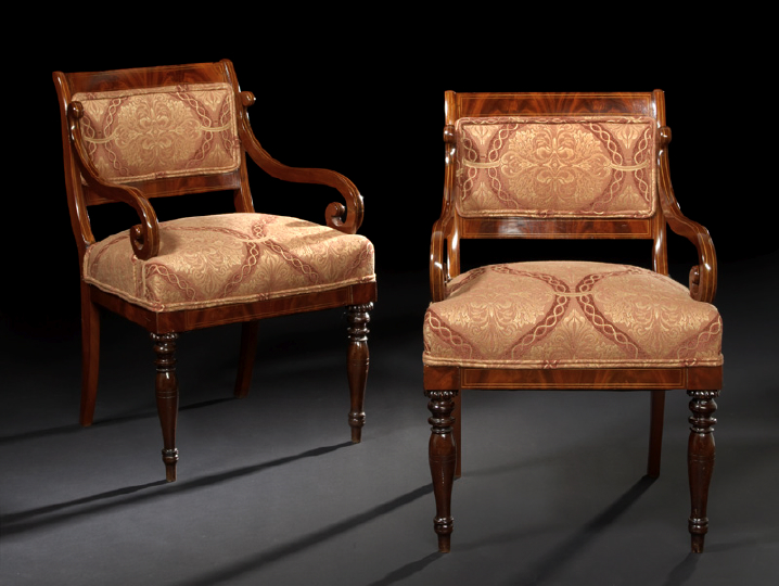 Appraisal: Pair of Late Gustavian Mahogany Fauteuils first quarter th century