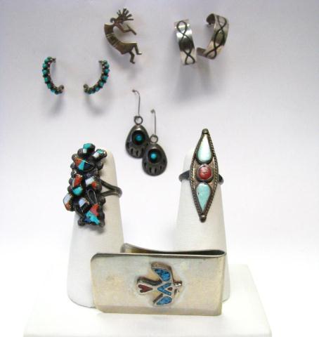 Appraisal: Collection of Native American silver jewelry including three pair of