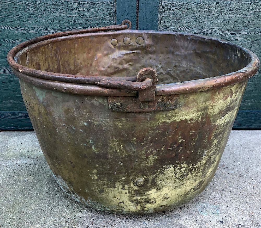 Appraisal: Large Hand Wrought Copper Apple Butter Kettle Large Hand Wrought