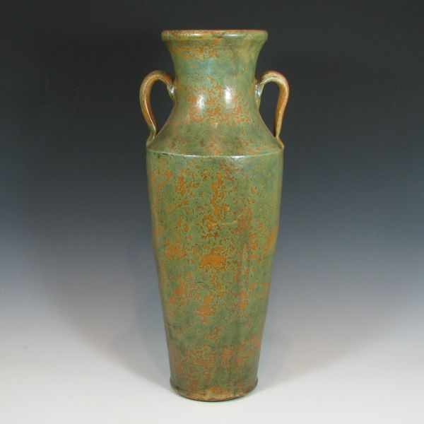 Appraisal: Burley Winter handled floor vase in matte green over burnt