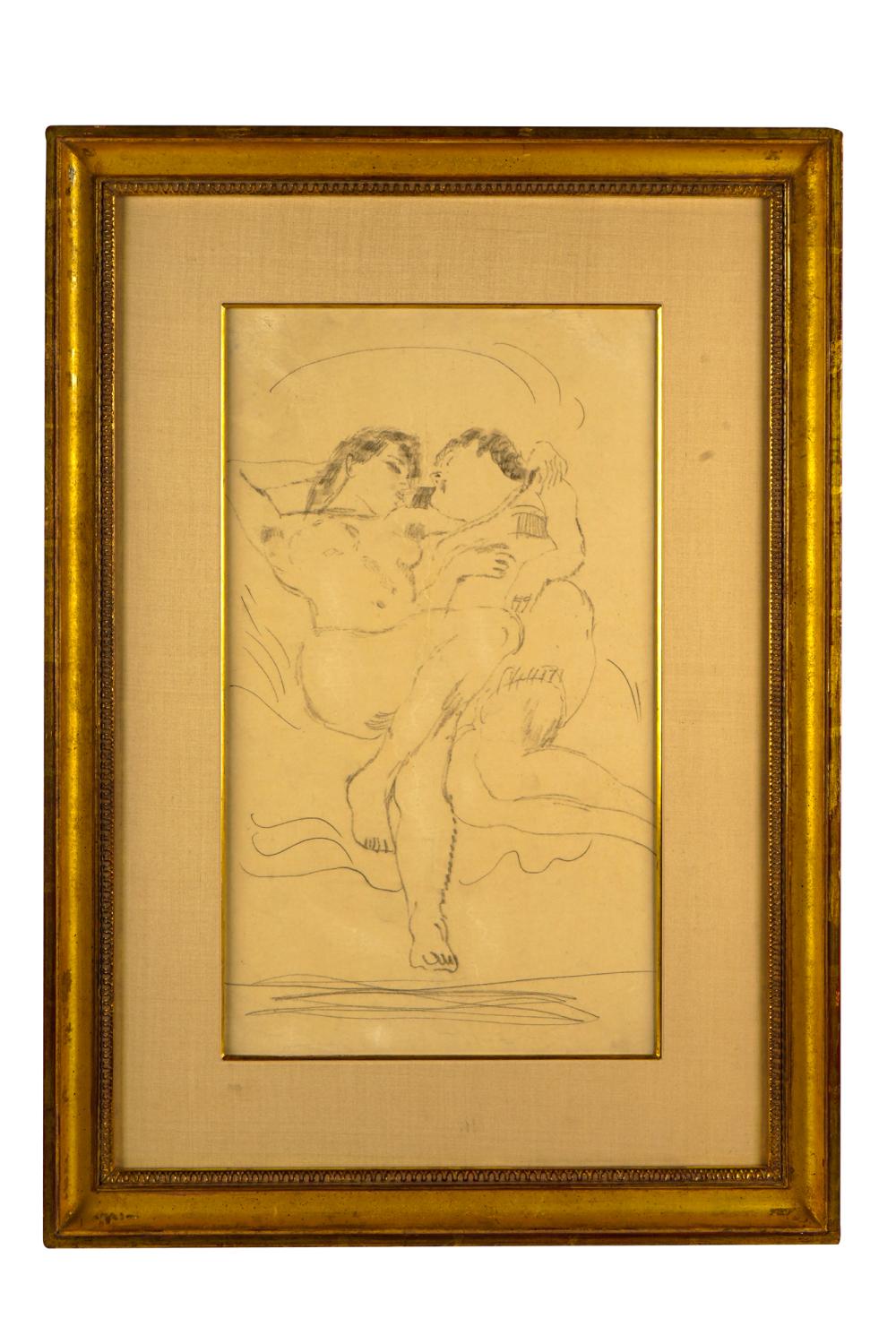 Appraisal: JULES PASCIN - DEUX FILLES circa Conte crayon on paper