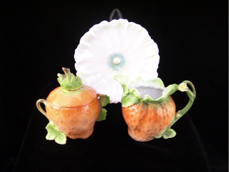 Appraisal: Royal Bayreuth Strawberry Cream Sugar Set Porcelain cream and sugar