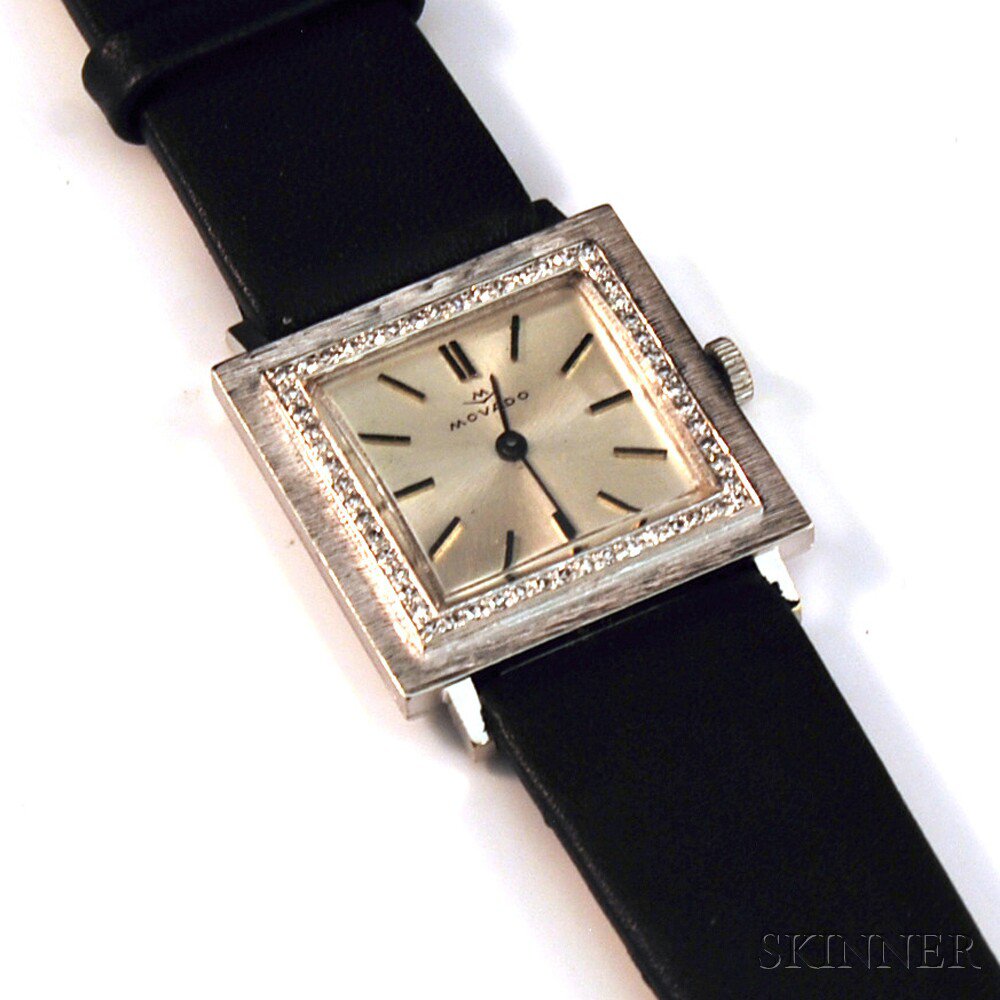 Appraisal: Lady's kt White Gold and Diamond Movado Wristwatch the white