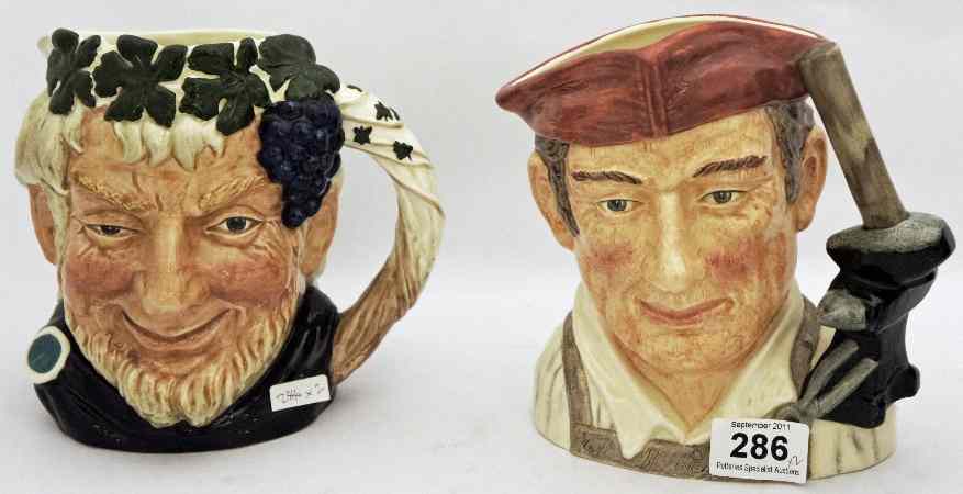 Appraisal: Royal Doulton Character Jugs Blacksmith D and Bacchus D