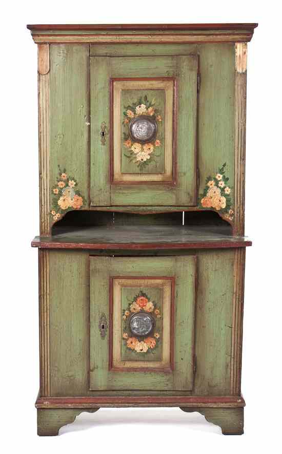 Appraisal: A Continental Pine Stepback Pie Safe having a stepped cornice