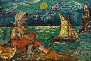 Appraisal: DAVID BURLIUK RUSSIAN - Woman by the Sea oil on