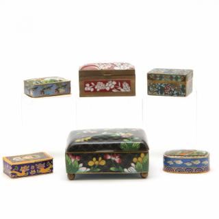 Appraisal: Six Small Chinese Cloisonne Boxes mid to late th century