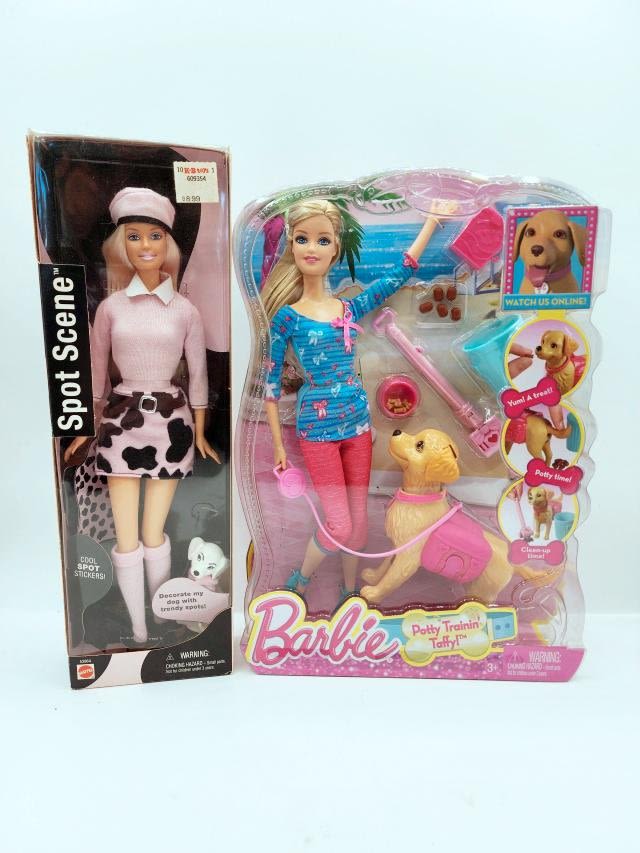 Appraisal: Barbie Dolls with Dogs includes Spot Scene in Pink And