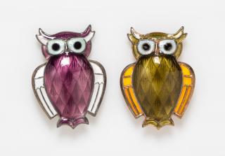 Appraisal: A Pair of Gilt Silver and Polychrome Enamel Owl Brooches