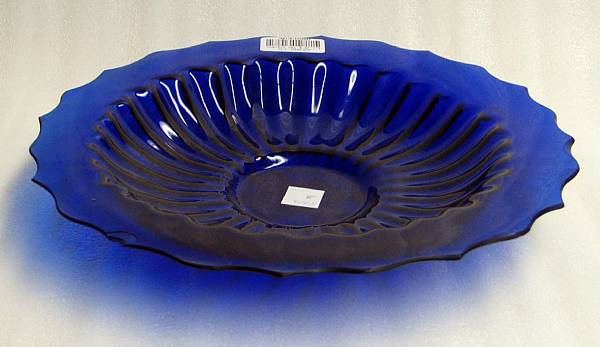 Appraisal: A cobalt blue Peking glass dish With a deep ribbed