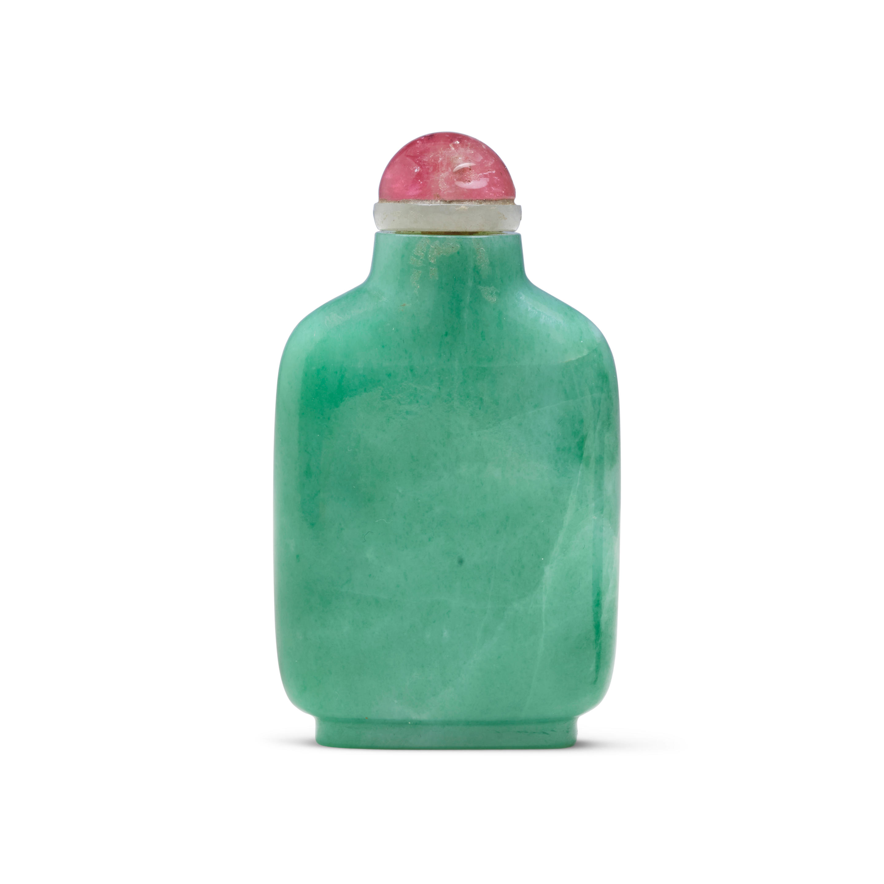 Appraisal: A GREEN JADEITE SNUFF BOTTLE - - Well hollowed the