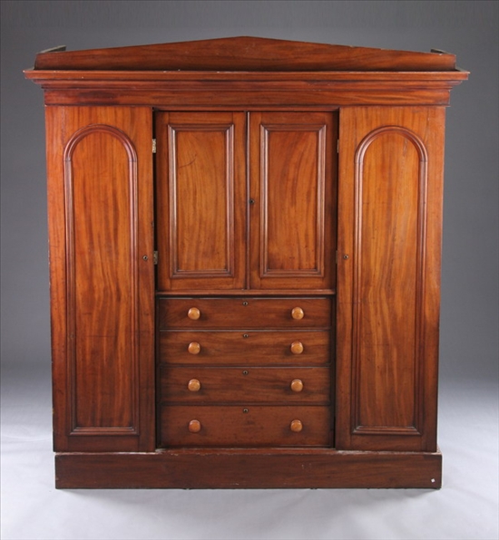 Appraisal: ENGLISH LATE EMPIRE MAHOGANY WARDROBE th century in five parts