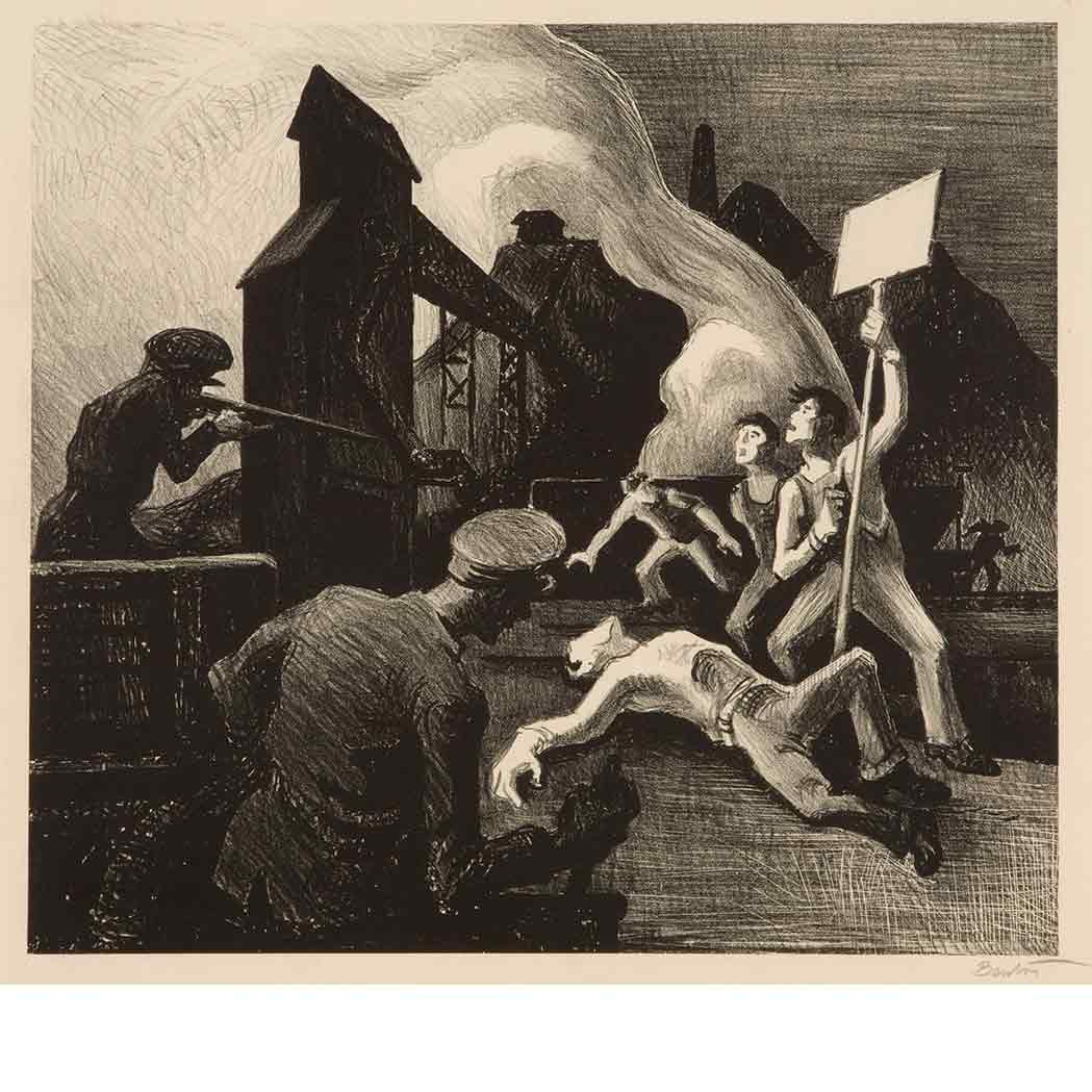 Appraisal: Thomas Hart Benton - STRIKE FATH Lithograph signed in pencil