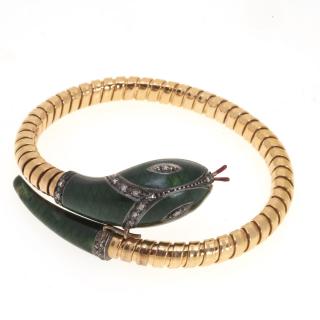 Appraisal: K gold and enamel snake bracelet K gold and enamel