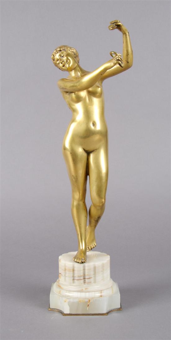 Appraisal: A Continental Gilt Bronze Figure Height overall inches