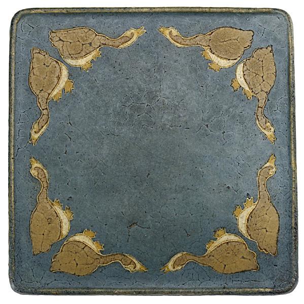 Appraisal: GRUEBYRare trivet tile with geeseProfessional restoration to minor edge chipsRemnants