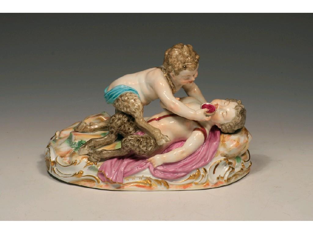 Appraisal: A MEISSEN GROUP OF TWO CHERUB FAUNS circa modelled as