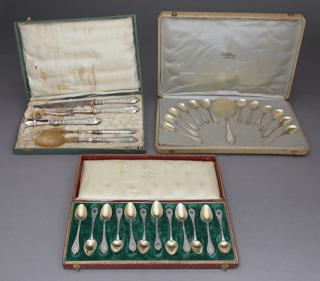 Appraisal: Three Cased Sets of French Cutlery th c consi Three