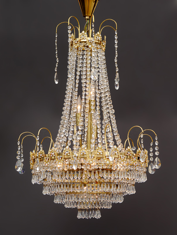 Appraisal: LATE TH CENTURY CZECHOSLOVAKIAN PRECIOSA CRYSTAL EMPIRE-STYLE LIGHT CHANDELIER With