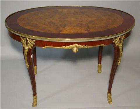 Appraisal: LOUIS XV STYLE BURL WALNUT AND MAHOGANY ORMOLU MOUNTED COFFEE