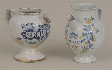 Appraisal: Two Dutch Delft Wet Drug Jars to in