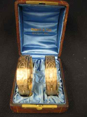 Appraisal: Pair of Victorian Bangle Bracelets fancy engraved gold-filled matching pair