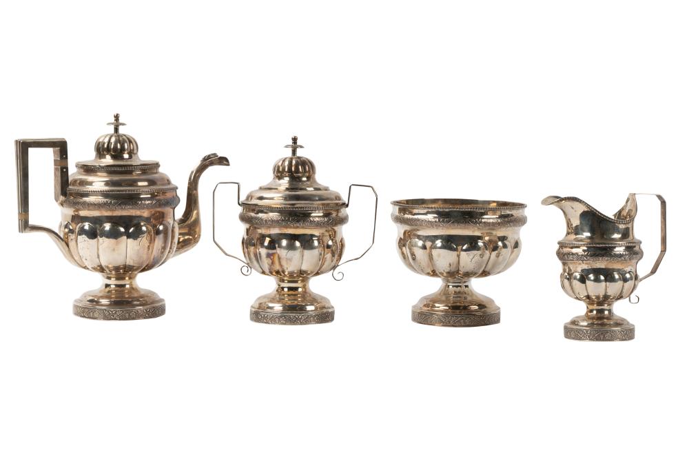 Appraisal: AMERICAN COIN SILVER TEA SERVICEan assembled service comprising a coffee