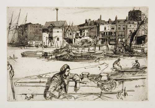 Appraisal: JAMES A M WHISTLER Black Lion Wharf Etching on thin