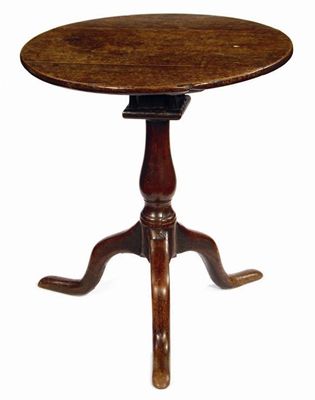 Appraisal: An oak tripod occasional table the circular top revolving on