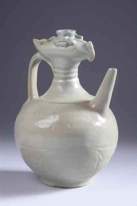 Appraisal: RARE CHINESE CELADON PORCELAIN FIGURAL EWER Northern Song dynasty Mythological