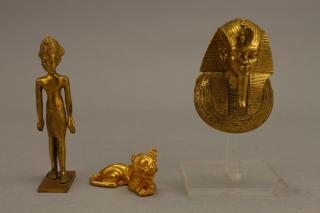 Appraisal: th C Gilt Bronze Egyptian Articles th C Gilt Bronze