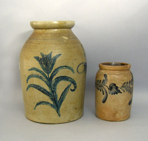 Appraisal: Two stoneware crocks th c tallest