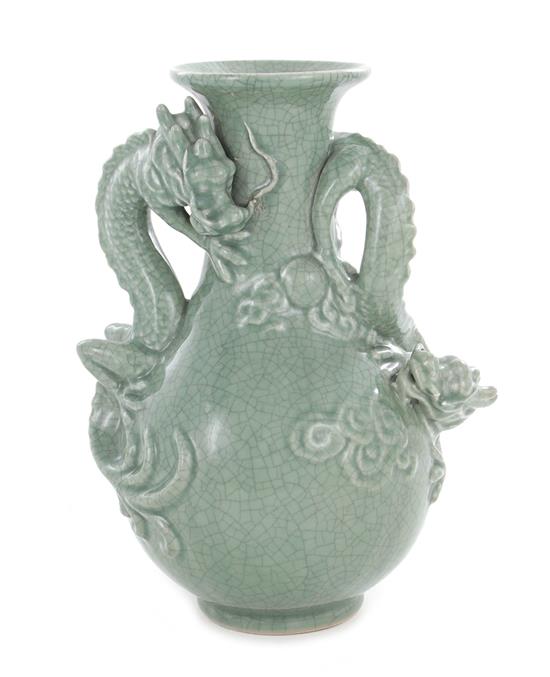 Appraisal: Chinese celadon-glaze dragon vase Republic period or later H Provenance