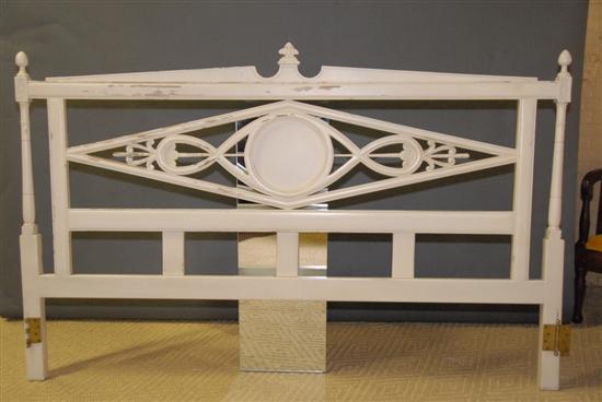 Appraisal: REGENCY-STYLE HEADBOARD White painted damage Provenance From a Fine Sutton