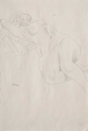 Appraisal: JAN MATULKA Reclining Female Nude Pencil on smooth cream wove