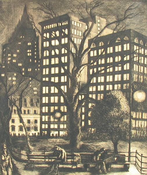 Appraisal: Ernest Fiene City Nights Etching printed on wove paper signed