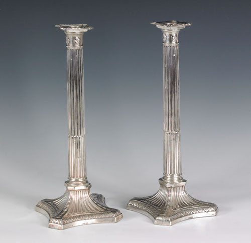 Appraisal: Pair of Georgian silver candlesticks ca - bearing the touch