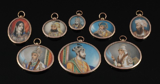 Appraisal: A GROUP OF INDIAN HAND PAINTED MINIATURES ON IVORY Comprising