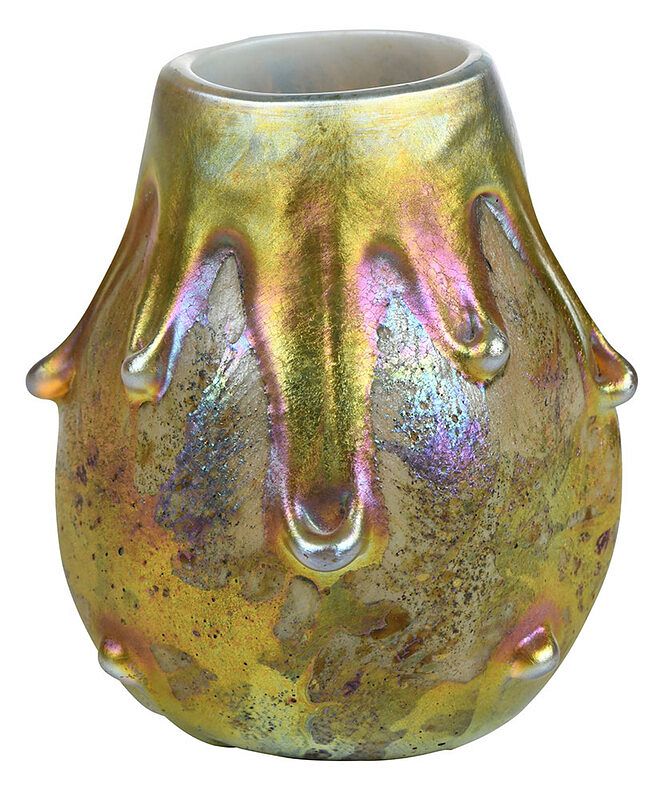 Appraisal: Tiffany Attributed Cypriote Lava Art Glass Vase American th century