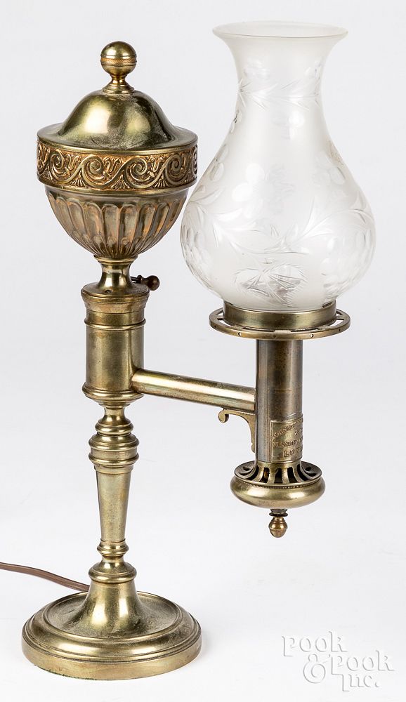 Appraisal: Johnston Brookes Co London brass Argand lamp Johnston Brookes Co