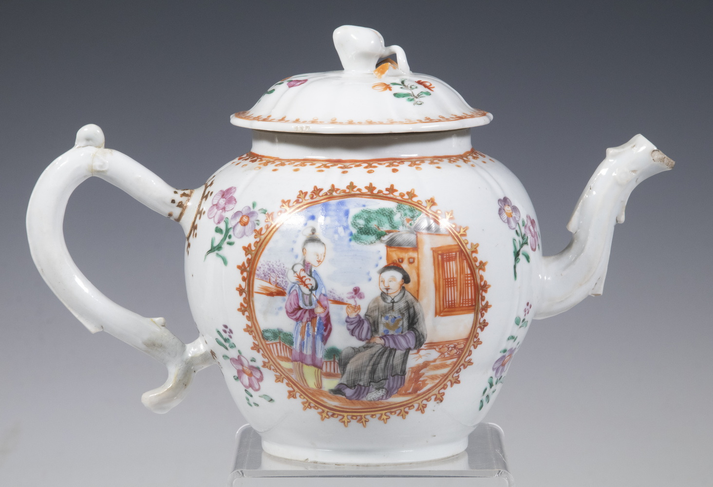 Appraisal: CHINESE EXPORT TEAPOT th c Famille Rose Porcelain Teapot with