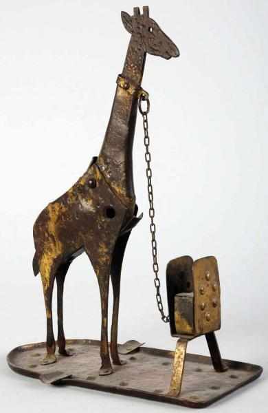 Appraisal: Metal Giraffe Cigar Cutter Match Holder Giraffe's head cuts cigar