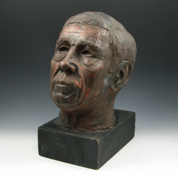 Appraisal: Handmade red ware bust of an unknown man set on